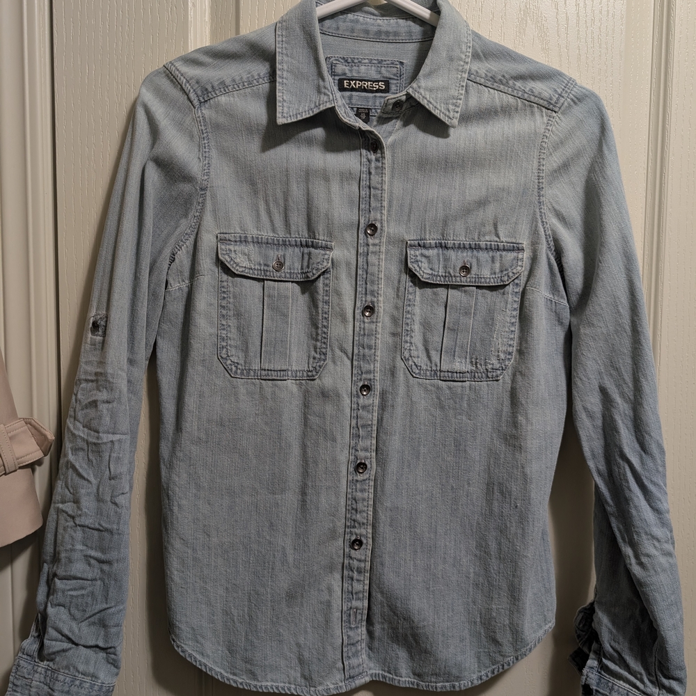 Express Light Blue Denim Shirt for Men